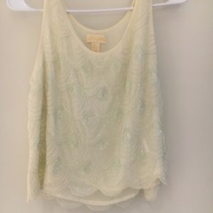 Silver Sequin Beaded Party Top